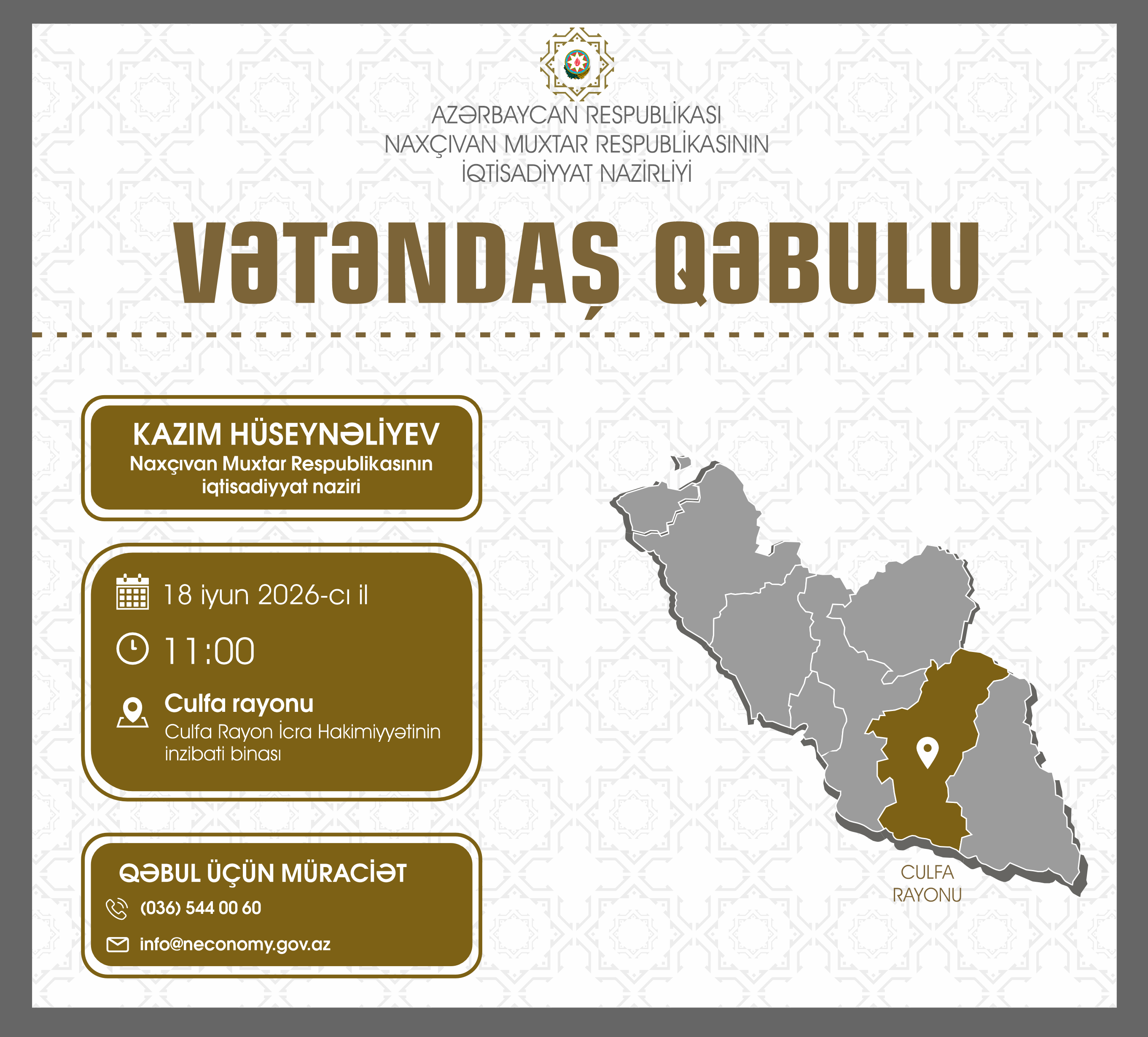 CULFA RAYONUNDA VƏTƏNDAŞ QƏBULU KEÇİRİLƏCƏK